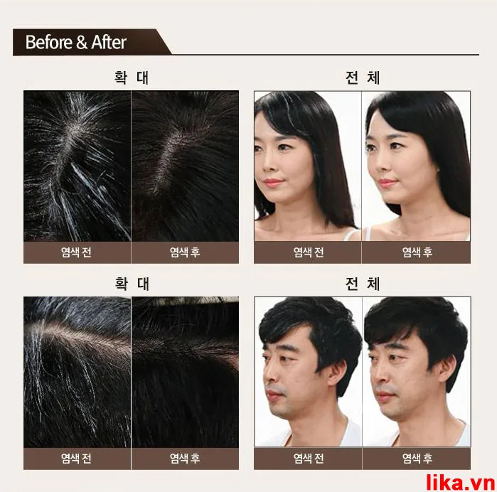 Trước và sau khi nhuộm phủ bạc thảo dược