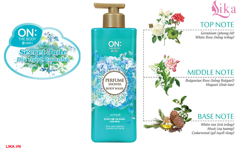 Sữa tắm on the body Perfume Secret Jade Hàn Quốc