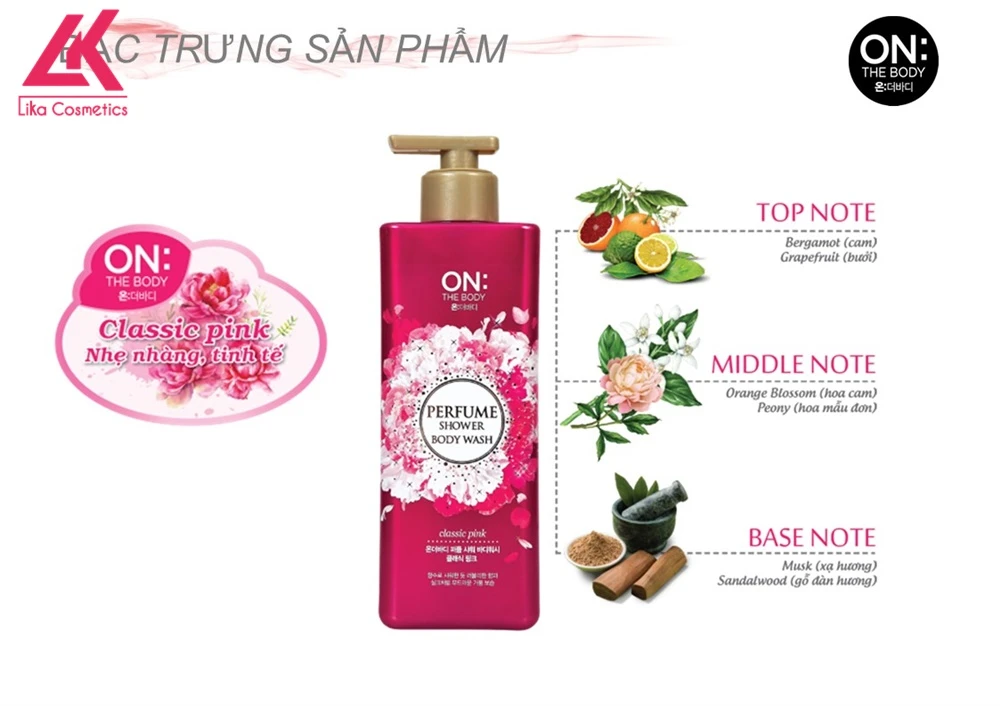 Sữa tắm On the body Perfume Classic Pink