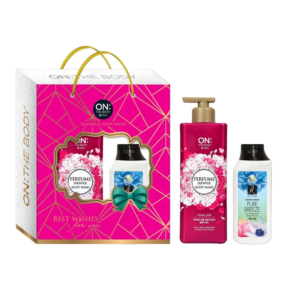 Set Sữa tắm OTB Perfume 500g Tặng Dầu gội Himalaya 200g 6 Hộp quà sữa tắm On The Body Perfume 500g + Tặng 1 Gội Elastine 120ml